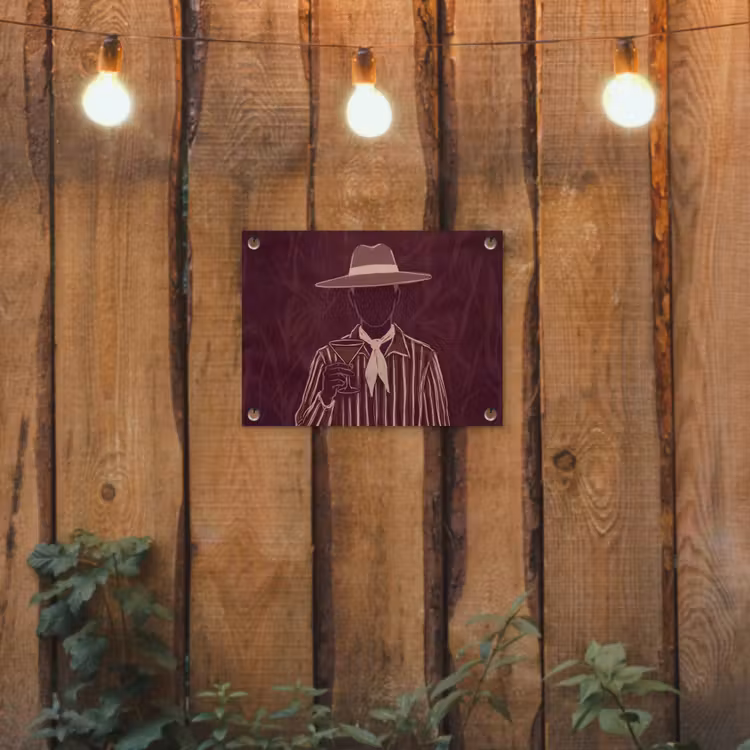 Mens - Hoed - Cocktail - Abstract - Bruin tuinposter los doek klein -sfeer1