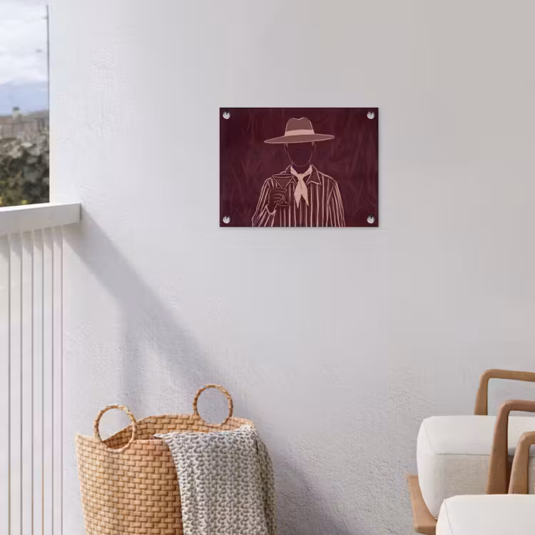 Mens - Hoed - Cocktail - Abstract - Bruin tuinposter los doek klein -sfeer8