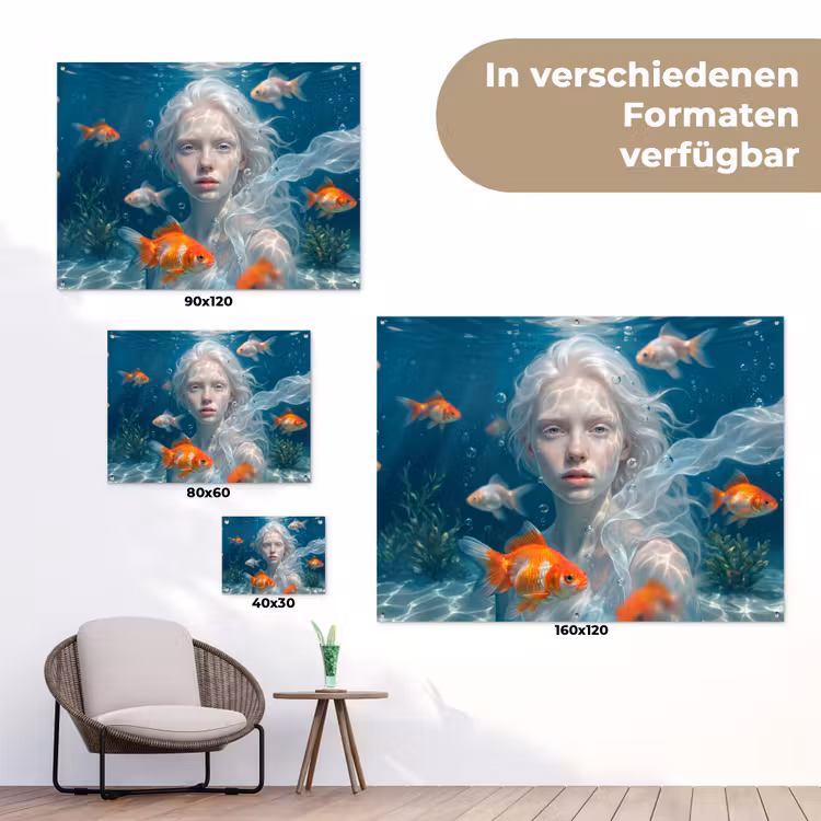 Mens - Onderwater - Vis - Modern - Blauw tuinposter los doek klein -Xsfeer9_DE
