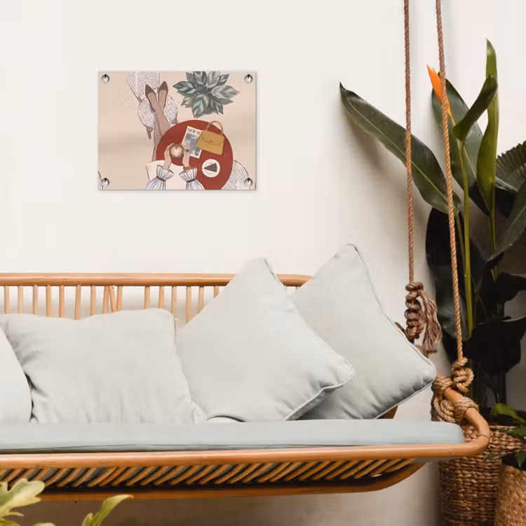 Mensen - Cafe - Koffie - Stadsleven - Modern tuinposter los doek klein -sfeer7