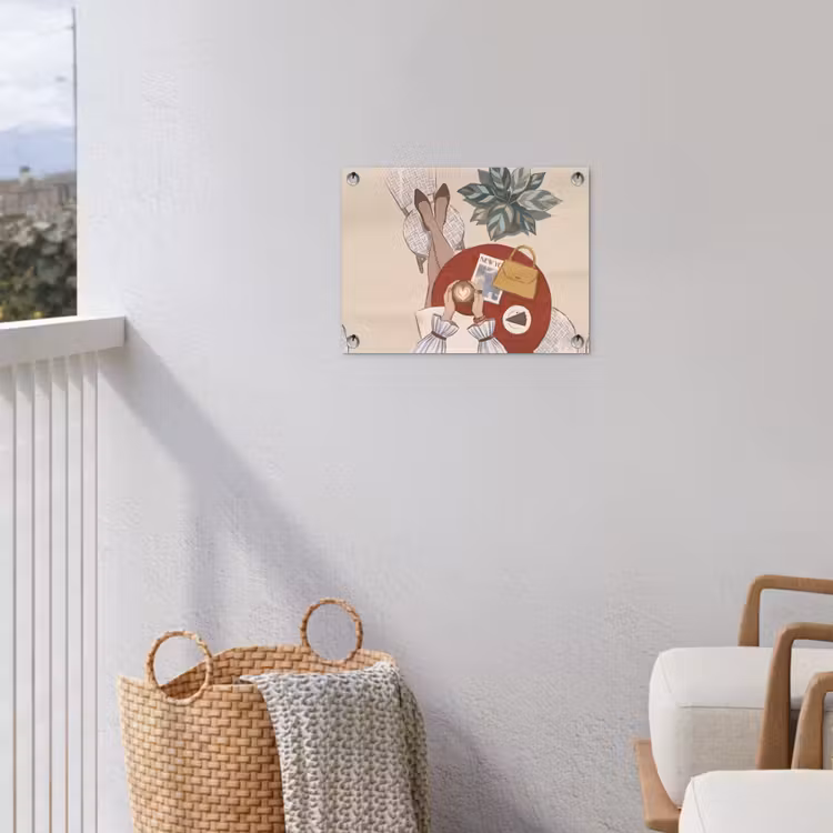 Mensen - Cafe - Koffie - Stadsleven - Modern tuinposter los doek klein -sfeer8