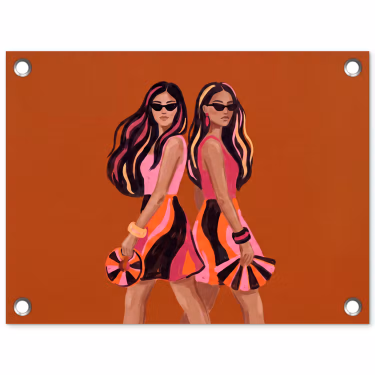 Mensen - Duo - Mode - Illustratie - Kleurrijk tuinposter los doek klein -3d