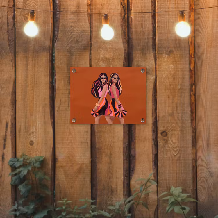 Mensen - Duo - Mode - Illustratie - Kleurrijk tuinposter los doek klein -sfeer1