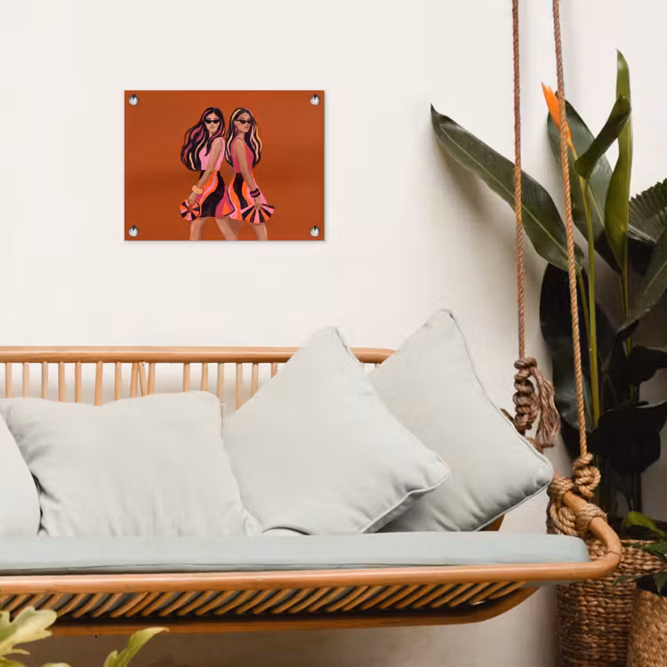 Mensen - Duo - Mode - Illustratie - Kleurrijk tuinposter los doek klein -sfeer7