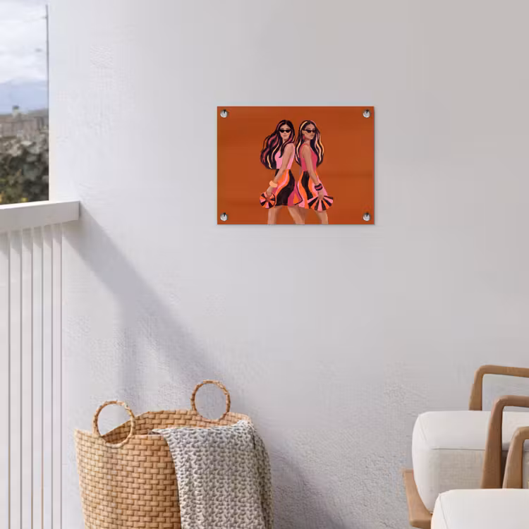 Mensen - Duo - Mode - Illustratie - Kleurrijk tuinposter los doek klein -sfeer8