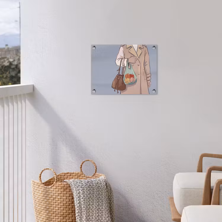 Mensen - Boodschappen - Stadsleven - Modern - Kleurrijk tuinposter los doek klein -sfeer8