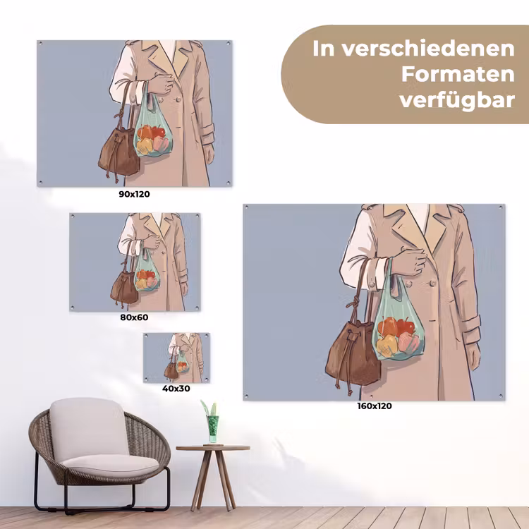 Mensen - Boodschappen - Stadsleven - Modern - Kleurrijk tuinposter los doek klein -Xsfeer9_DE