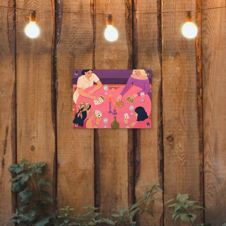 Mensen - Kaartspel - Interieur - Modern - Kleurrijk tuinposter los doek klein -sfeer1
