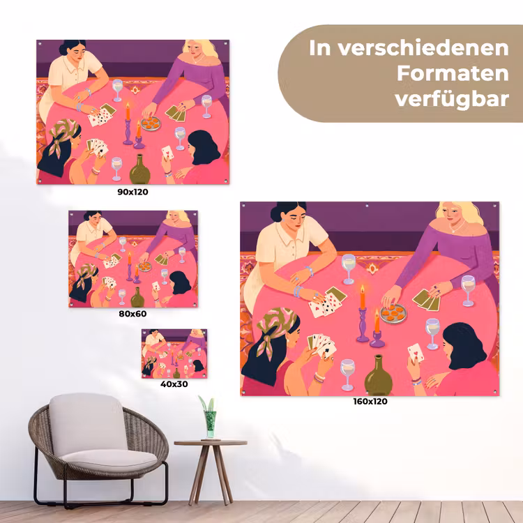 Mensen - Kaartspel - Interieur - Modern - Kleurrijk tuinposter los doek klein -Xsfeer9_DE