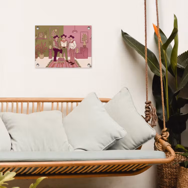 Mensen - Mannen - Hoeden - Retro - Interieur tuinposter los doek klein -sfeer7