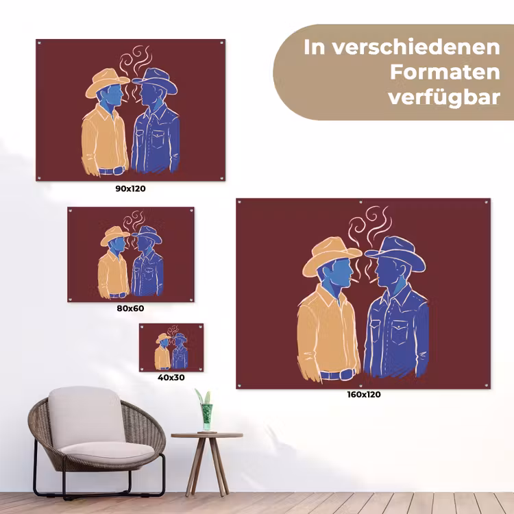 Mensen - Profiel - Sigaret - Abstract - Kunst tuinposter los doek klein -Xsfeer9_DE