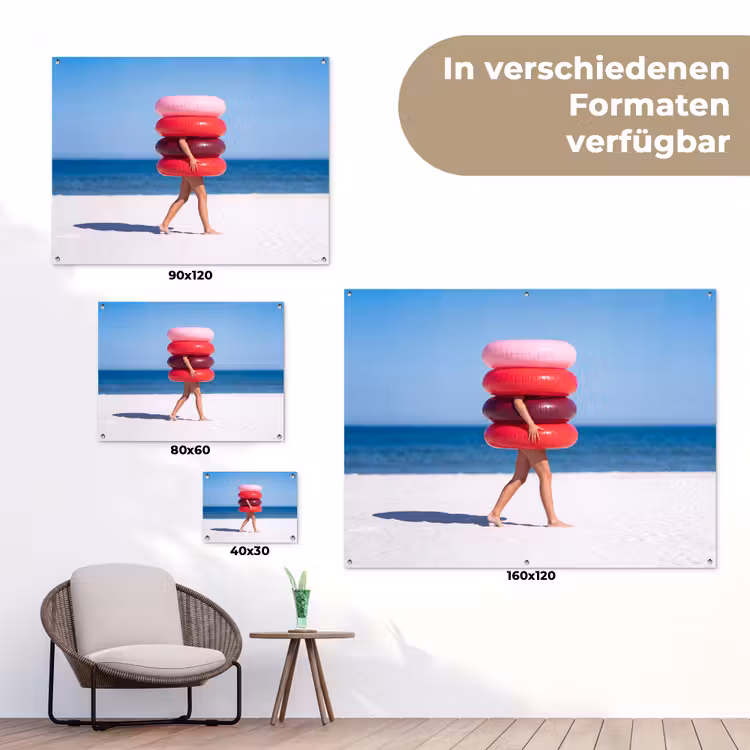 Mensen - Strand - Zomer - Recreatie - Kleurrijk tuinposter los doek klein -Xsfeer9_DE