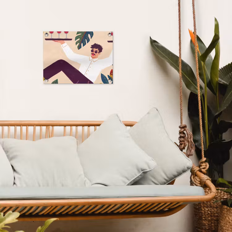 Mensen - Dienblad - Eten - Modern - Kleurrijk tuinposter los doek klein -sfeer7