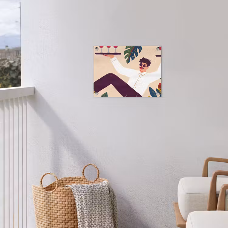 Mensen - Dienblad - Eten - Modern - Kleurrijk tuinposter los doek klein -sfeer8