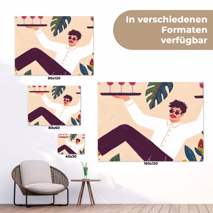 Mensen - Dienblad - Eten - Modern - Kleurrijk tuinposter los doek klein -Xsfeer9_DE