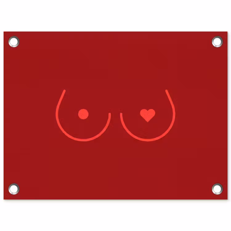 Minimalistisch - Lijnillustratie - Rood tuinposter los doek klein -3d