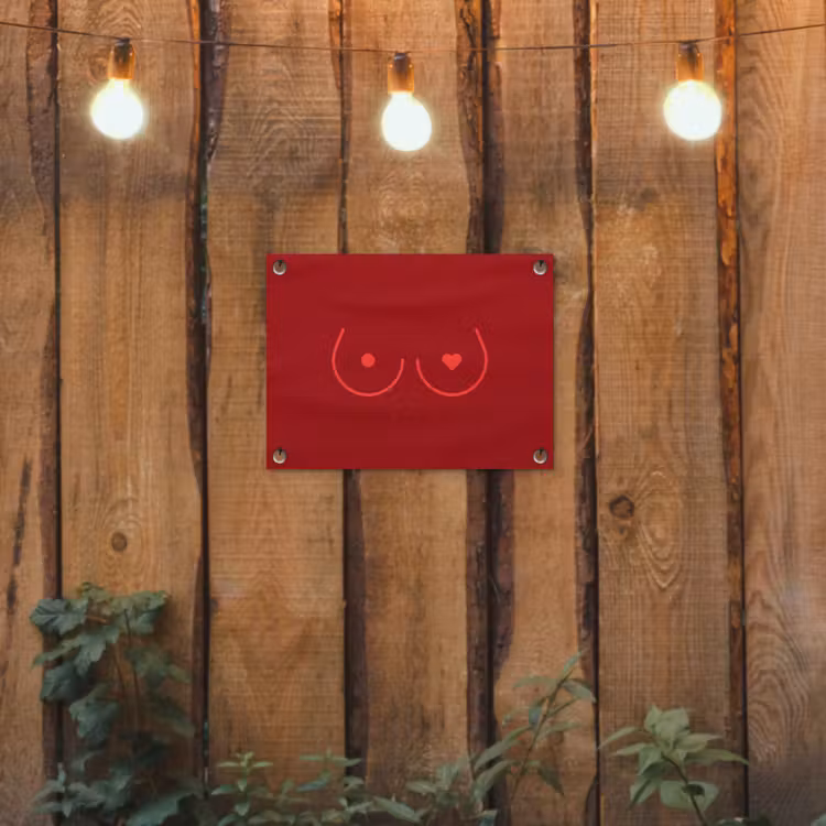 Minimalistisch - Lijnillustratie - Rood tuinposter los doek klein -sfeer1