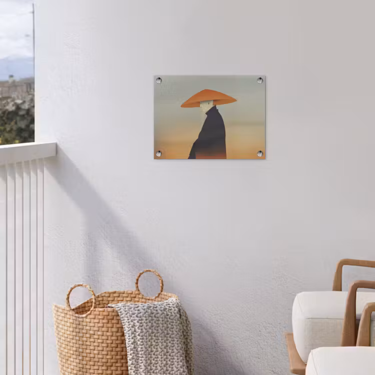 Minimalistisch - Silhouet - Oranje tuinposter los doek klein -sfeer8