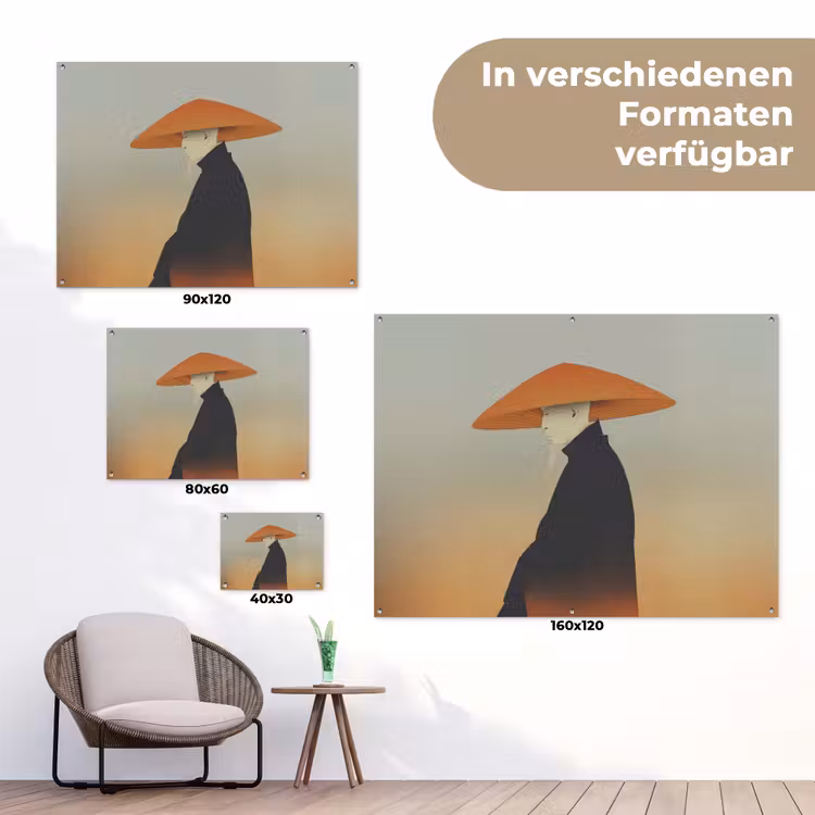 Minimalistisch - Silhouet - Oranje tuinposter los doek klein -Xsfeer9_DE