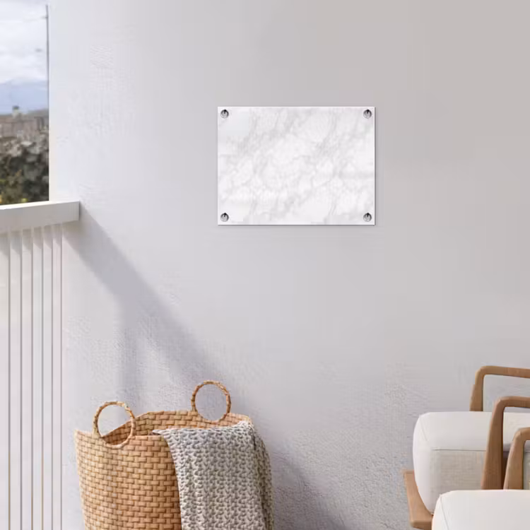 Minimalistisch - Wit - Grijze aders tuinposter los doek klein 239 -sfeer8