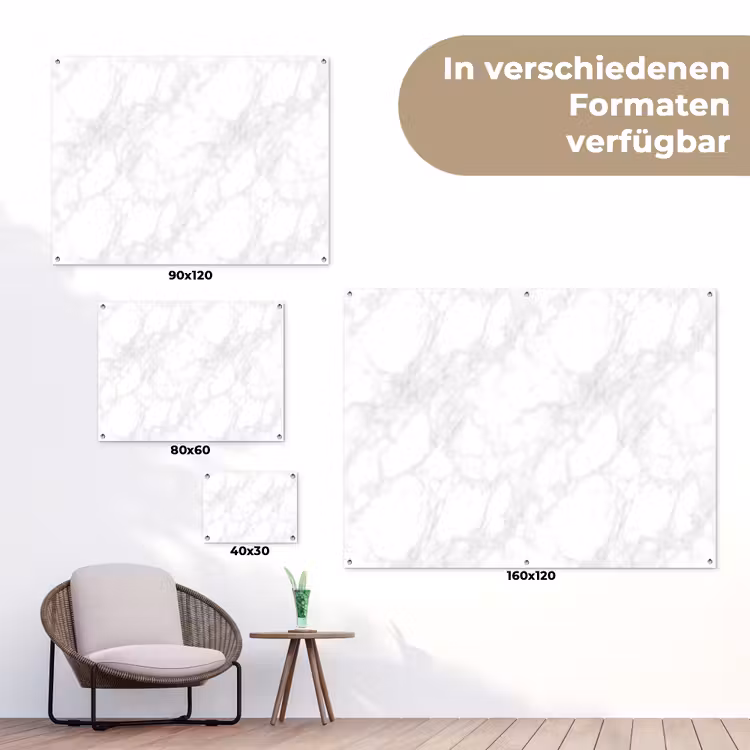 Minimalistisch - Wit - Grijze aders tuinposter los doek klein 239 -Xsfeer9_DE