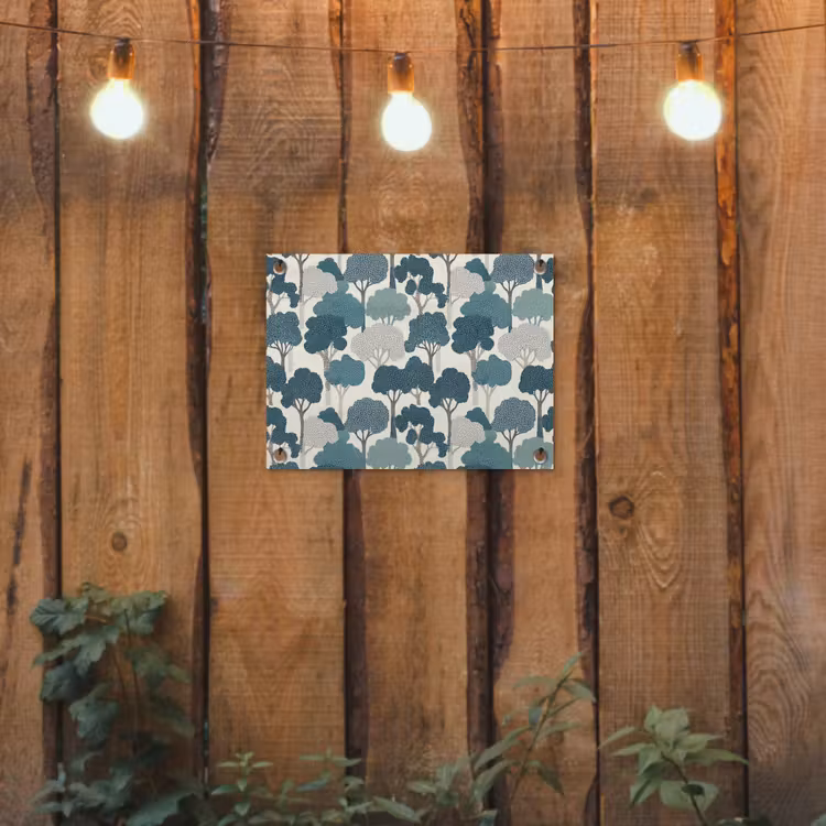 Modern - Bomen - Bos - Patroon - Blauw tuinposter los doek klein 239 -sfeer1
