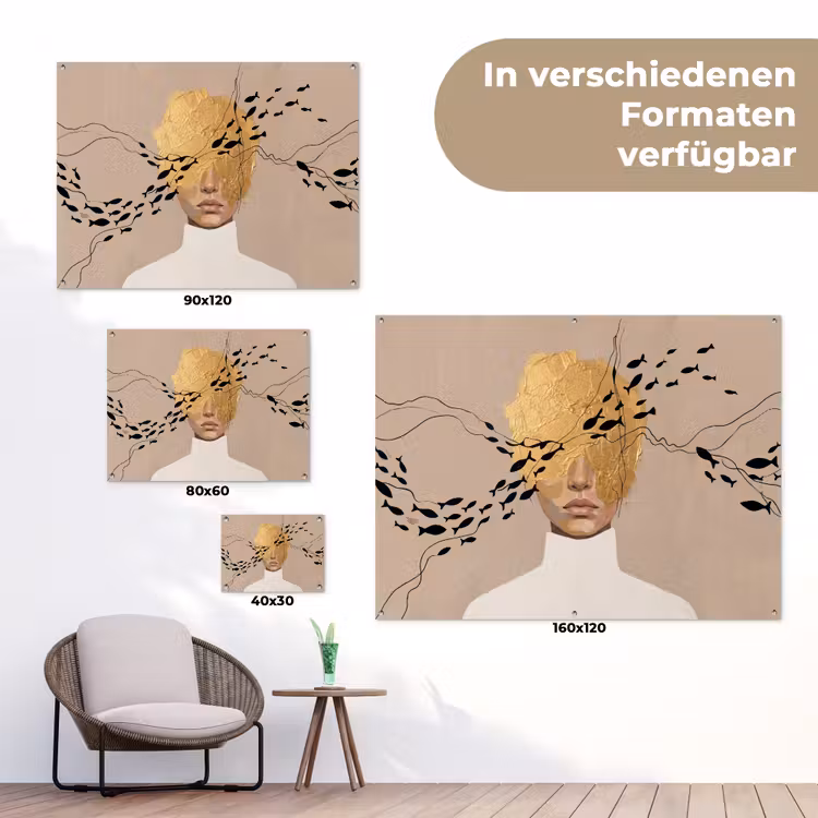 Modern - Vrouw - Goud tuinposter los doek klein -Xsfeer9_DE