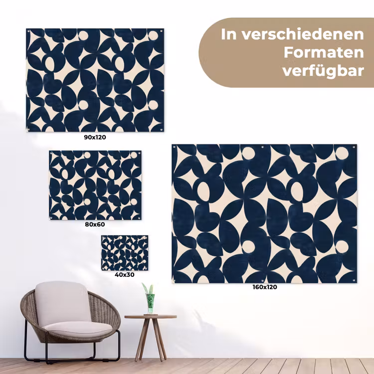 Modern - Geometrisch - Blauw tuinposter los doek klein 239 -Xsfeer9_DE