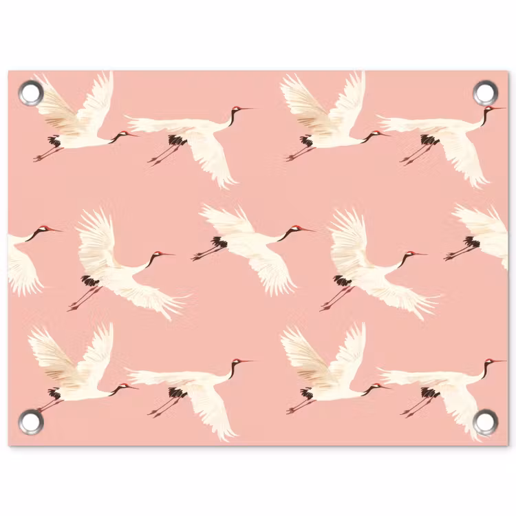 Modern - Kraanvogels - Roze tuinposter los doek klein 239 -3d