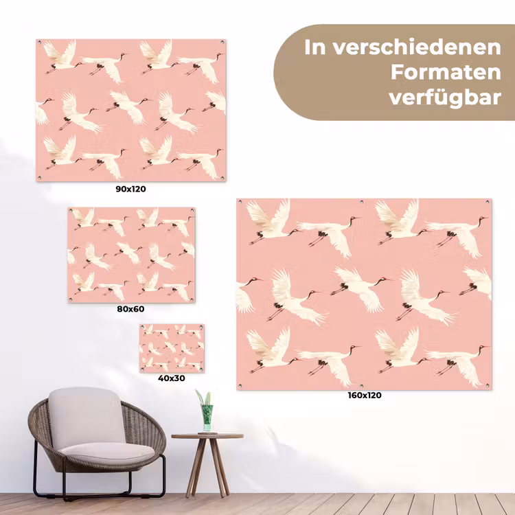 Modern - Kraanvogels - Roze tuinposter los doek klein 239 -Xsfeer9_DE