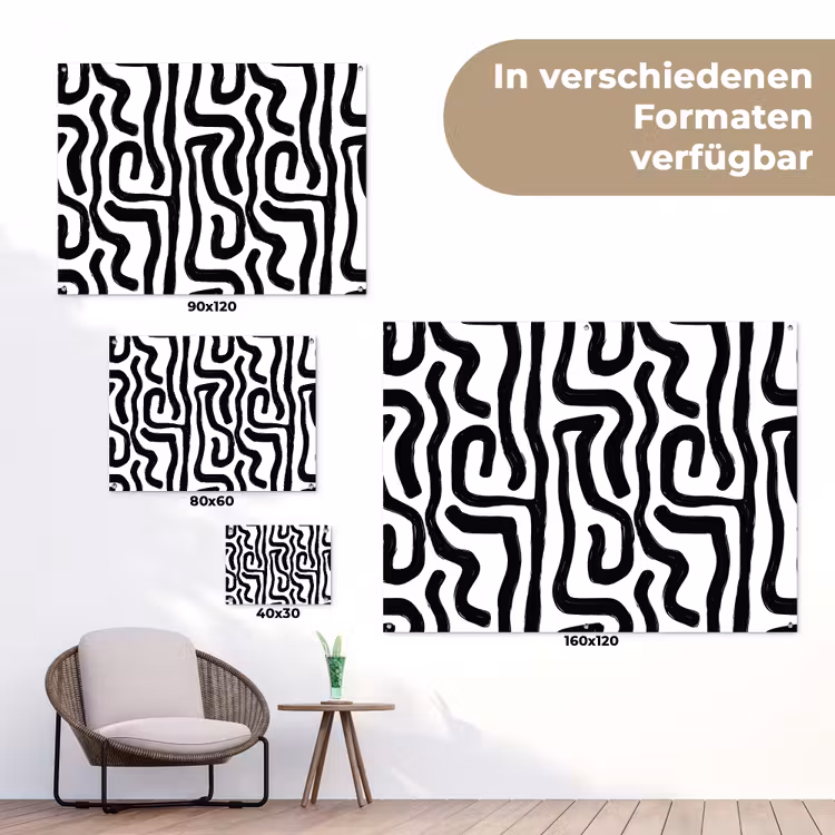 Modern - Lijnen - Zwart tuinposter los doek klein 239 -Xsfeer9_DE