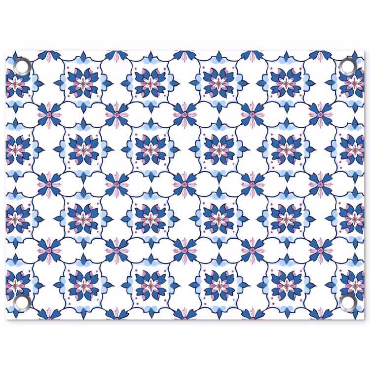 Modern - Patroon - Blauw - Roze tuinposter los doek klein 239 -3d