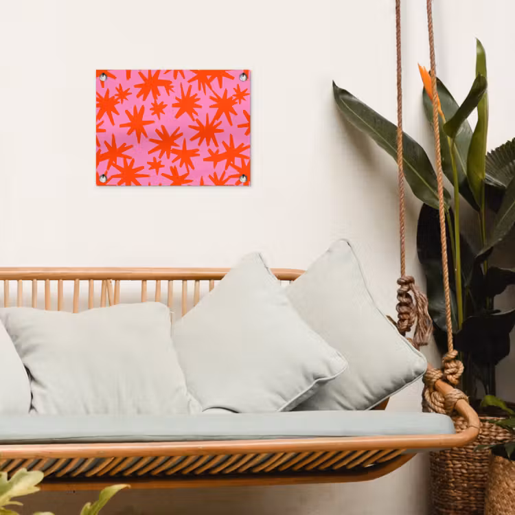 Modern - Sterren - Roze tuinposter los doek klein 239 -sfeer7