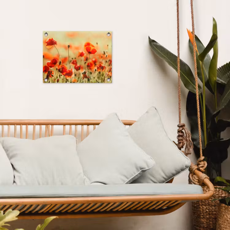 Klaprozen - Bloemen - Rood - Bloemenveld tuinposter los doek klein -sfeer7