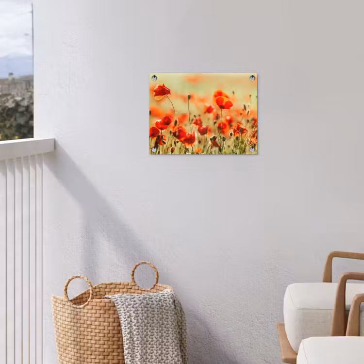 Klaprozen - Bloemen - Rood - Bloemenveld tuinposter los doek klein -sfeer8