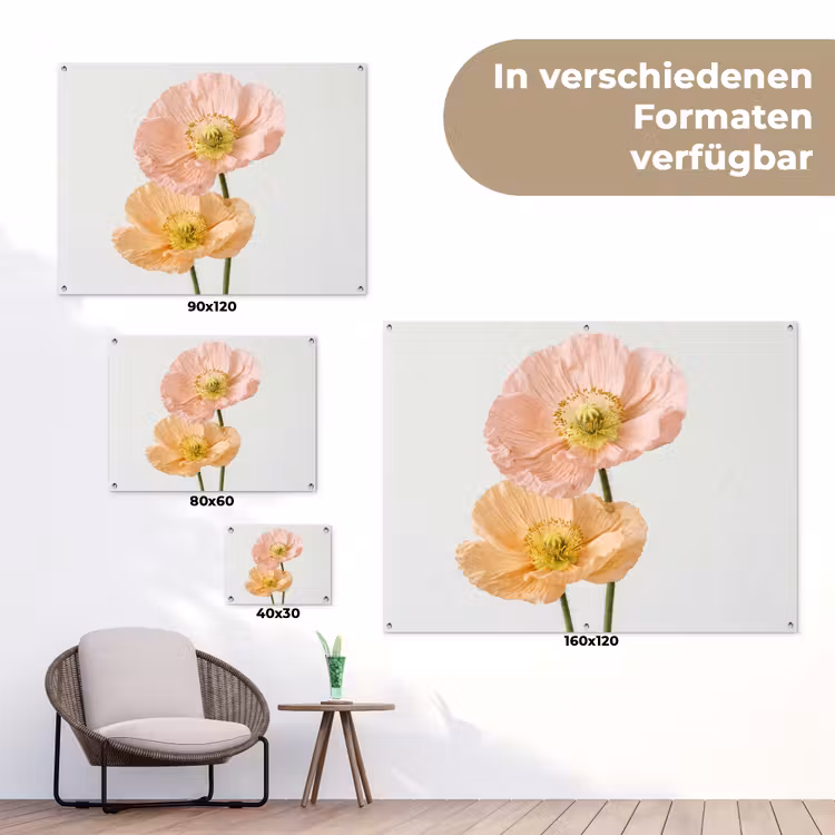 Papavers - Botanisch - Roze tuinposter los doek klein -Xsfeer9_DE