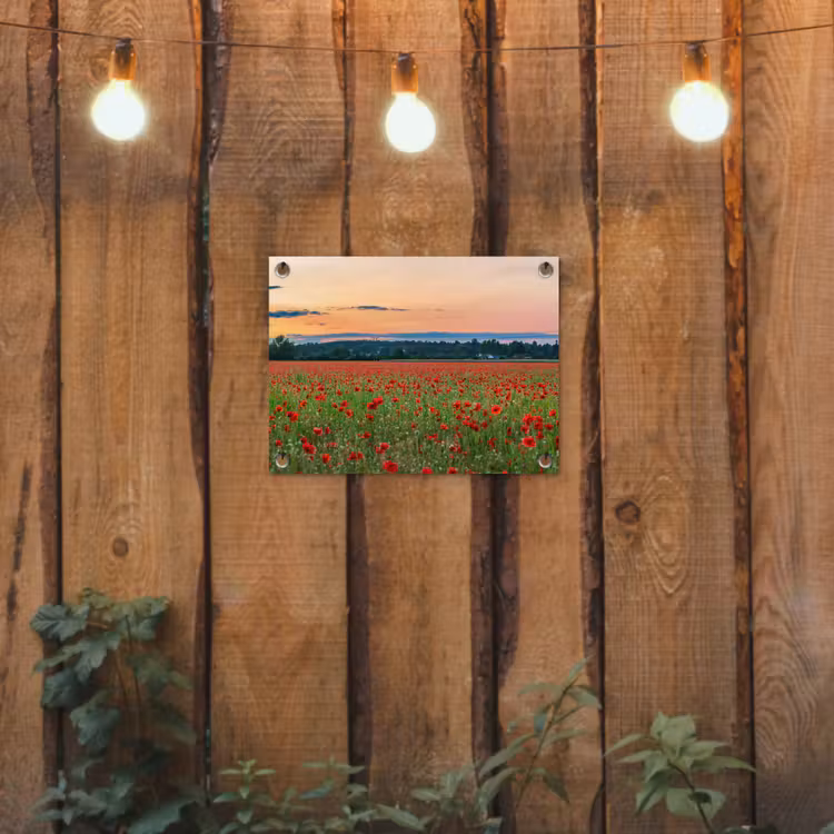 Klaprozen - Landschap - Rood - Bloemen tuinposter los doek klein -sfeer1