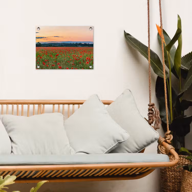 Klaprozen - Landschap - Rood - Bloemen tuinposter los doek klein -sfeer7