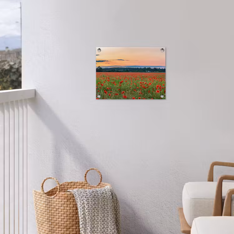 Klaprozen - Landschap - Rood - Bloemen tuinposter los doek klein -sfeer8