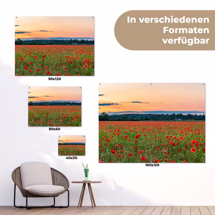 Klaprozen - Landschap - Rood - Bloemen tuinposter los doek klein -Xsfeer9_DE