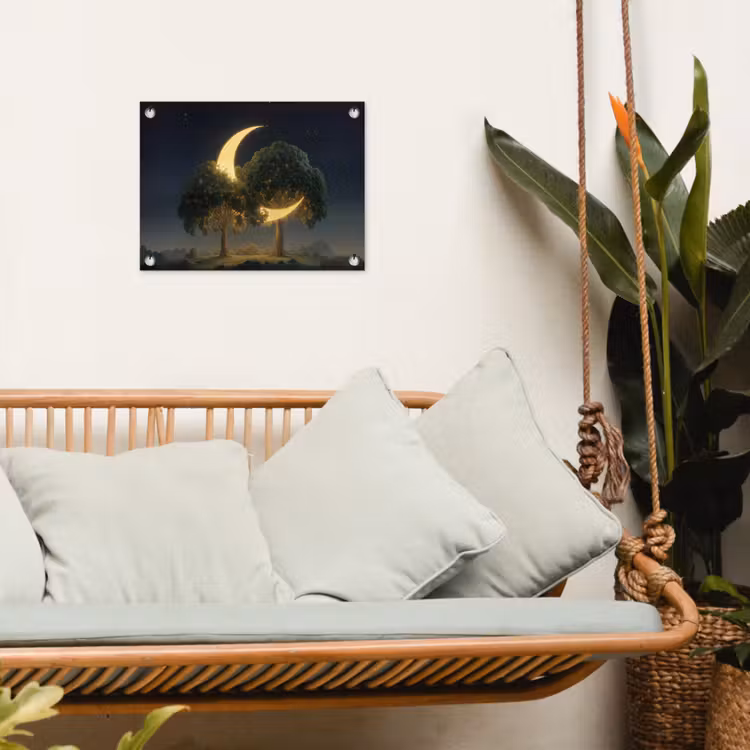Maan - Bomen - Rust tuinposter los doek klein -sfeer7