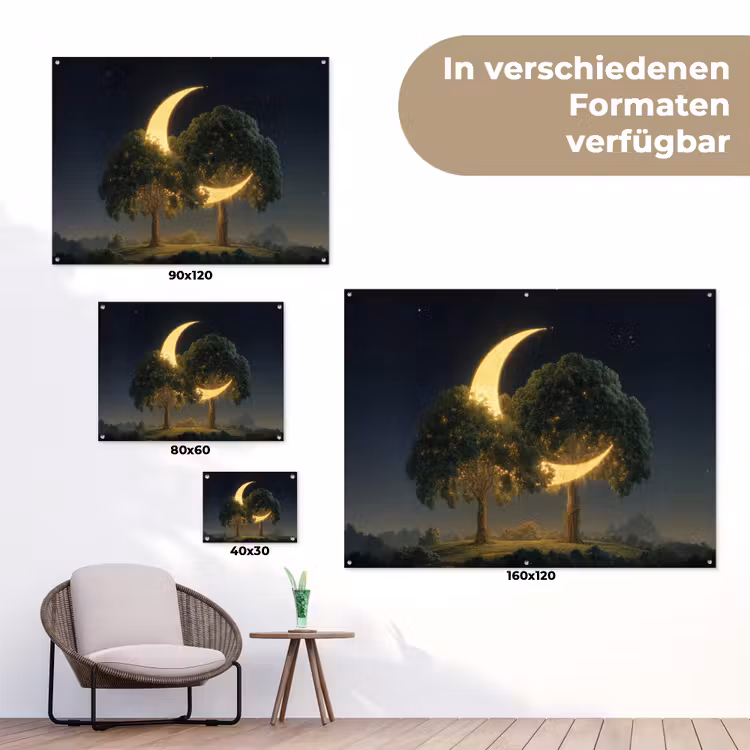 Maan - Bomen - Rust tuinposter los doek klein -Xsfeer9_DE