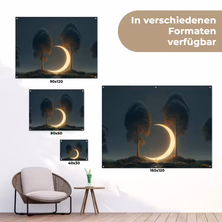 Maan - Bomen - Wandeling tuinposter los doek klein -Xsfeer9_DE