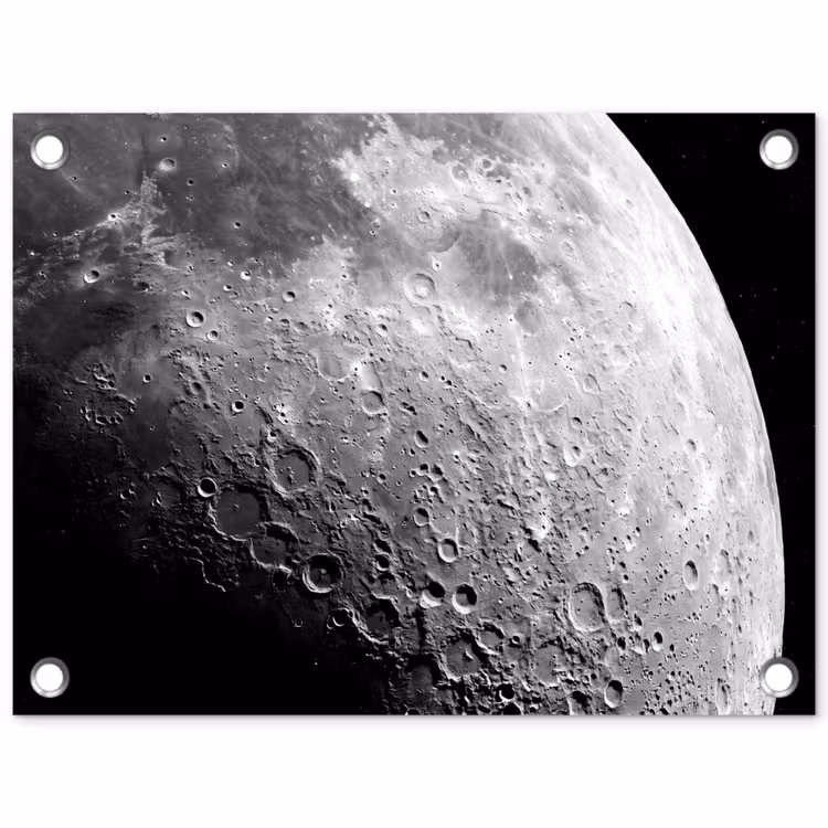 Gartenposter - Mond – Krater – Weltraum - Maan - Kraters - Ruimte tuinposter los doek klein