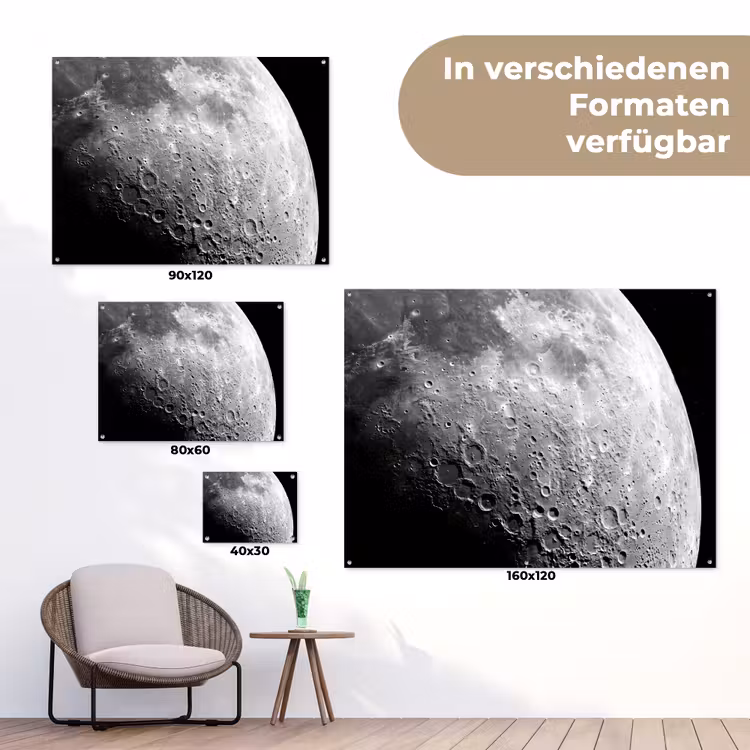Gartenposter - Mond – Krater – Weltraum - Maan - Kraters - Ruimte tuinposter los doek klein