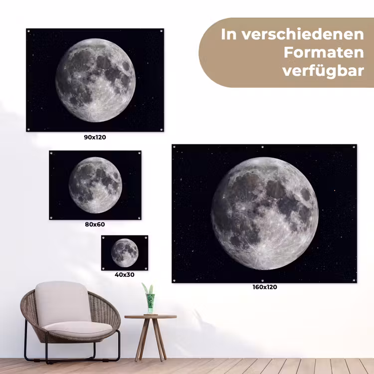 Gartenposter - Mond – Sterne – Weltraum - Maan - Sterren - Ruimte tuinposter los doek klein