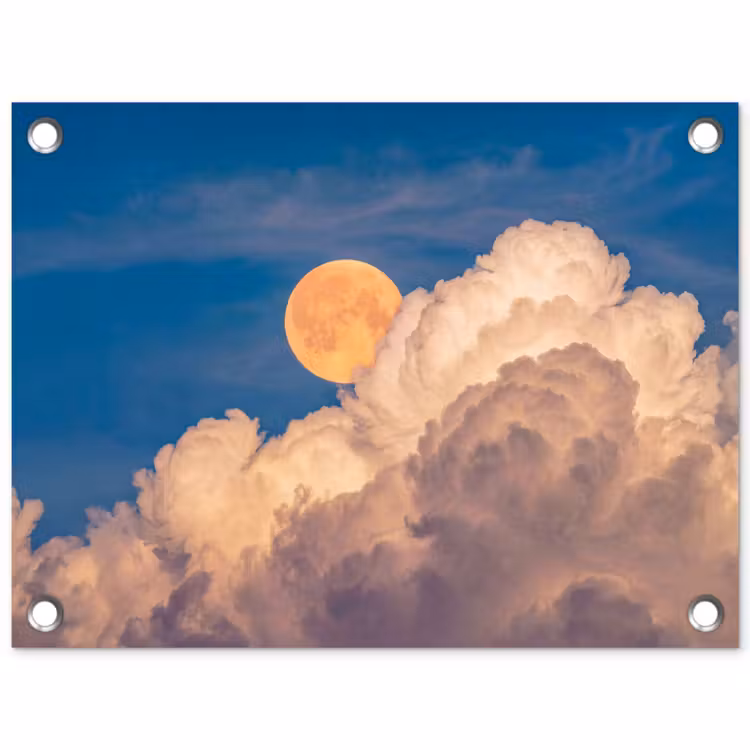 Maan - Wolken - Natuur - Oranje tuinposter los doek klein -3d