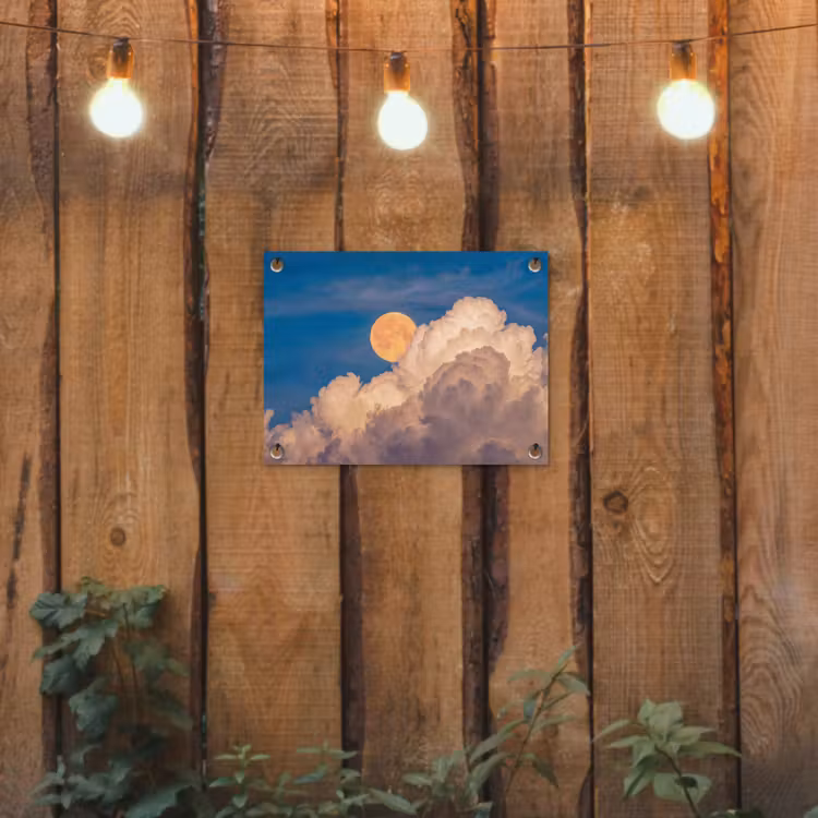Maan - Wolken - Natuur - Oranje tuinposter los doek klein -sfeer1