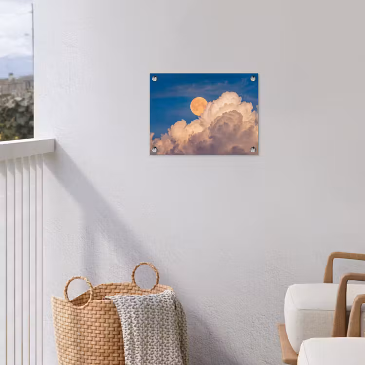 Maan - Wolken - Natuur - Oranje tuinposter los doek klein -sfeer8