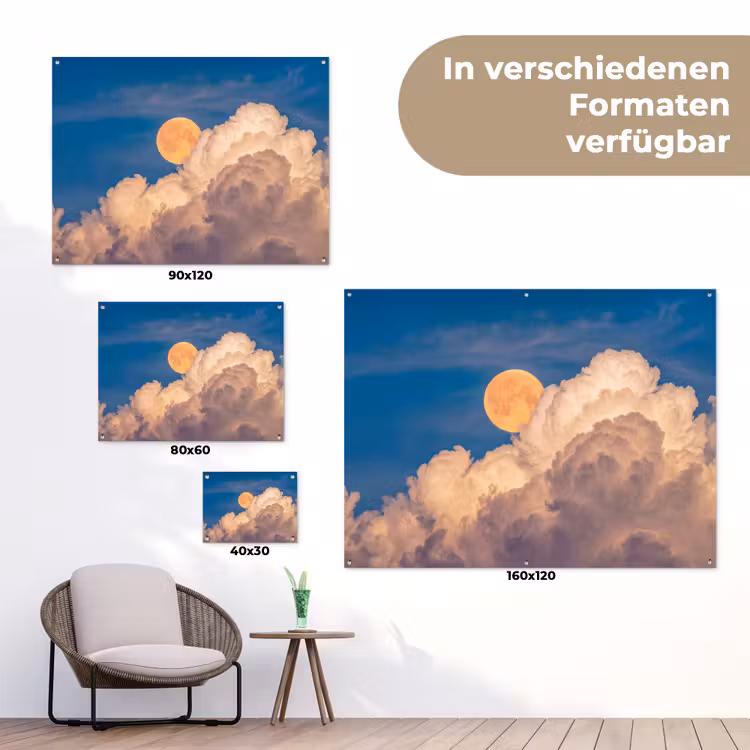 Maan - Wolken - Natuur - Oranje tuinposter los doek klein -Xsfeer9_DE